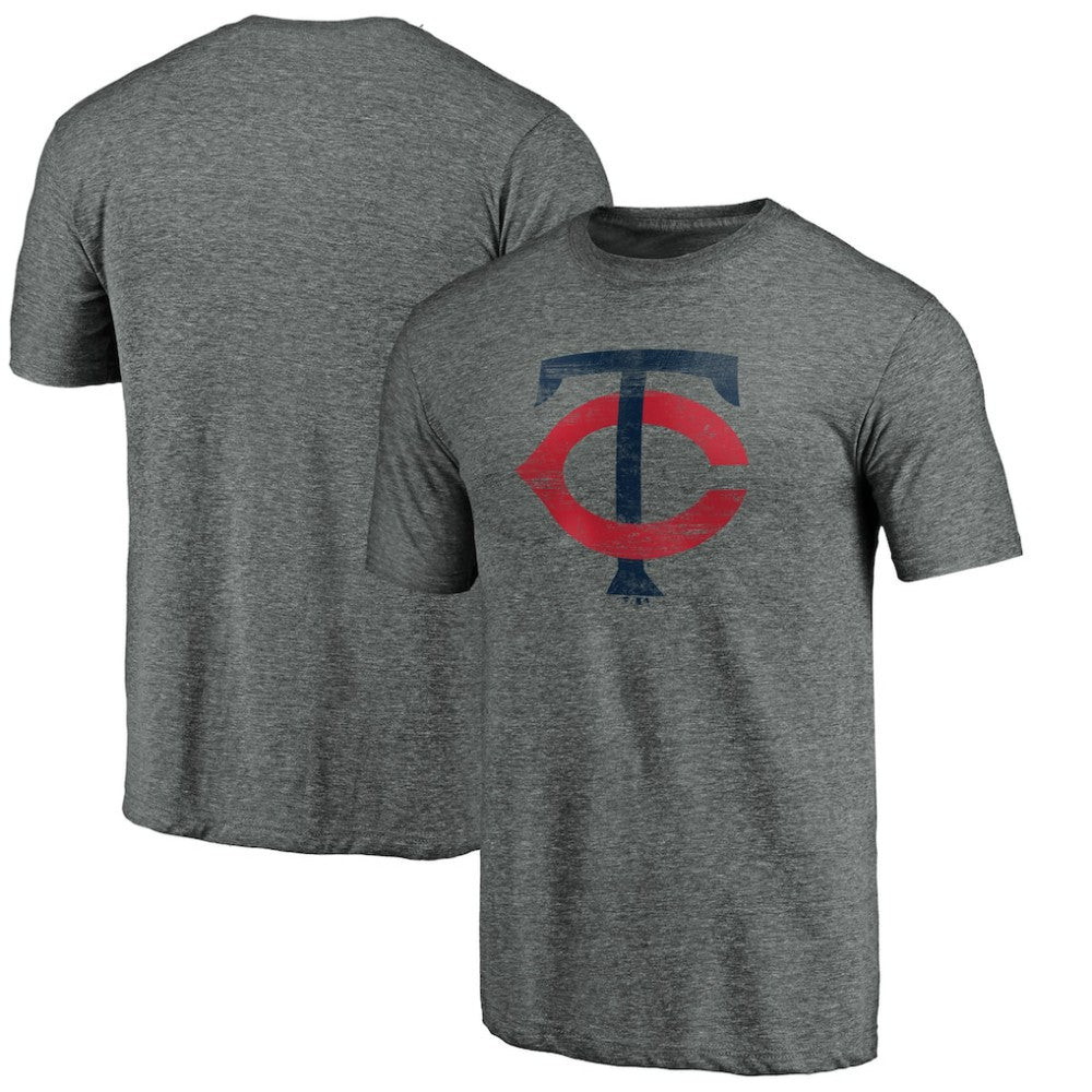 Minnesota Twins Weathered Official Logo Tri-Blend T-Shirt - Heather Gray