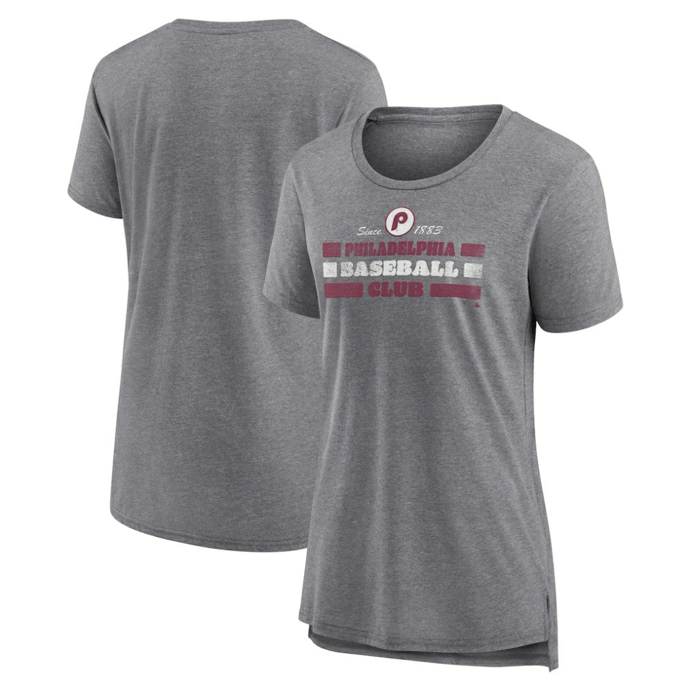 Philadelphia Phillies Women's Power Swing Tri-Blend T-Shirt - Gray
