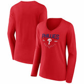 Philadelphia Phillies Women's Live For It Long Sleeve V-Neck T-Shirt - Red