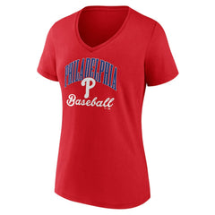 Philadelphia Phillies Women's Victory Script V-Neck T-Shirt - Red