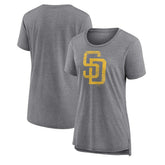 San Diego Padres Women's Weathered Official Logo Tri-Blend T-Shirt - Gray