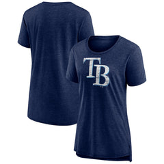 Tampa Bay Rays Women's Weathered Official Logo Tri-Blend T-Shirt - Navy