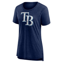 Tampa Bay Rays Women's Weathered Official Logo Tri-Blend T-Shirt - Navy