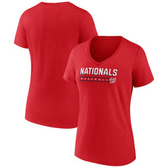 Washington Nationals Women's Primary Play V-Neck T-Shirt - Red