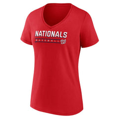 Washington Nationals Women's Primary Play V-Neck T-Shirt - Red