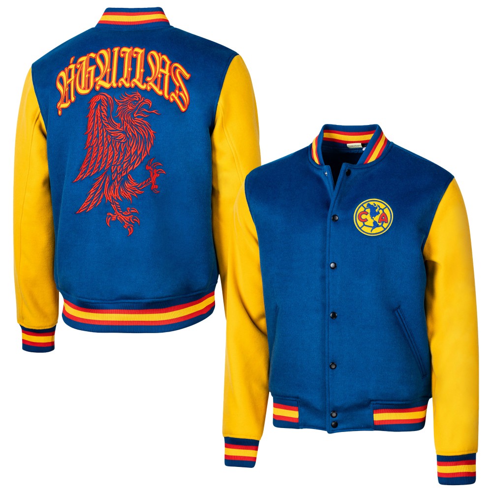 Club America Sport Design Sweden Free Kick Wool Varsity Jacket - Royal on sale