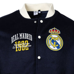Real Madrid Sport Design Sweden Free Kick Wool Varsity Jacket - Navy for sale