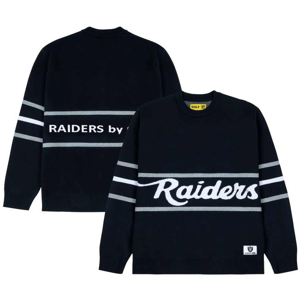 Las Vegas Raiders GOLF WANG Jacquard Pullover Sweater - Black sale