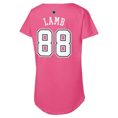 CeeDee Lamb Dallas Cowboys Girls Youth Player Name & Number T-Shirt - Pink cheap