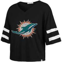Miami Dolphins '47 Women's Premier Scout Cropped V-Neck T-Shirt - Black discount