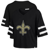New Orleans Saints '47 Women's Premier Scout Cropped V-Neck T-Shirt - Black cheap