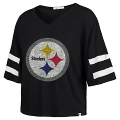 Pittsburgh Steelers '47 Women's Premier Scout Cropped V-Neck T-Shirt - Black on sale