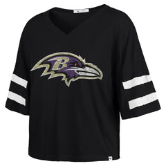 Baltimore Ravens '47 Women's Premier Scout Cropped V-Neck T-Shirt - Black discount