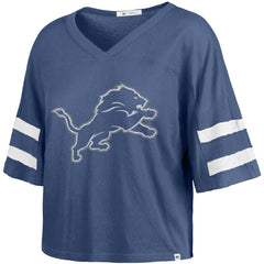 Detroit Lions '47 Women's Premier Scout Cropped V-Neck T-Shirt - Blue discount