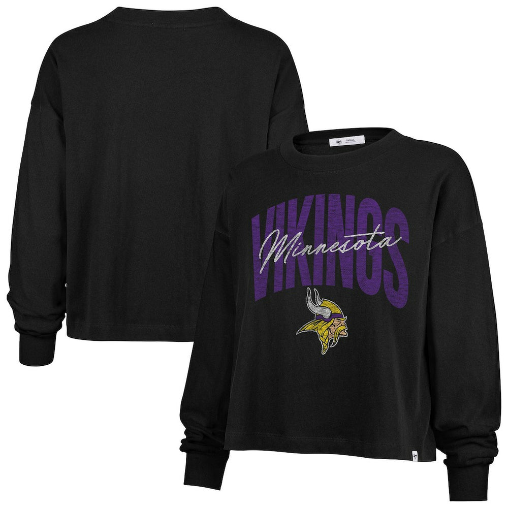 Minnesota Vikings '47 Women's Muse Sydney Long Sleeve Cropped T-Shirt - Black online