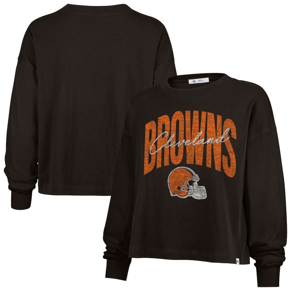 Cleveland Browns '47 Women's Muse Sydney Long Sleeve Cropped T-Shirt - Brown sale
