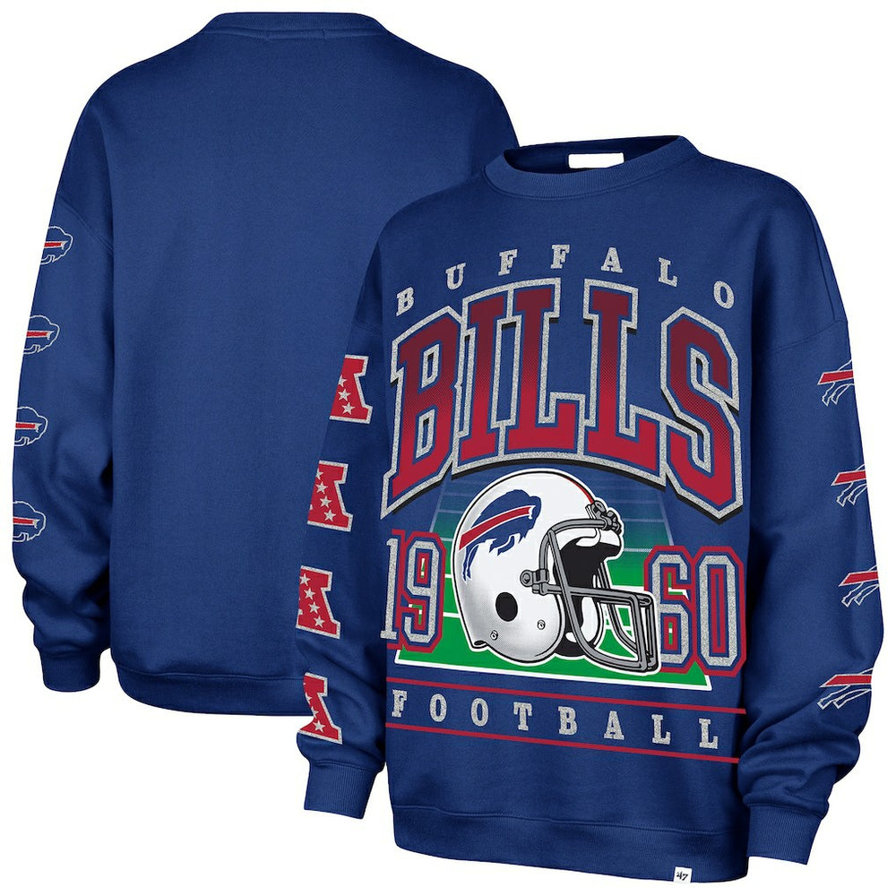 Buffalo Bills '47 Women's Go Big Oversized Pullover Sweatshirt - Royal cheap