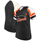 San Francisco Giants Profile Women's Arched Notch Neck T-Shirt - Black