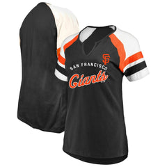 San Francisco Giants Profile Women's Arched Notch Neck T-Shirt - Black
