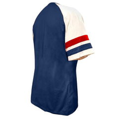 Atlanta Braves Profile Women's Arched Notch Neck T-Shirt - Navy