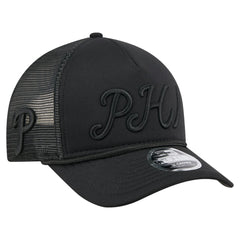 Philadelphia Phillies City Initial 9FORTY A-Frame M-Crown Adjustable Trucker Hat - Black | New Era