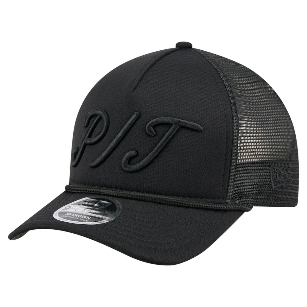Pittsburgh Pirates City Initial 9FORTY A-Frame M-Crown Adjustable Trucker Hat - Black | New Era