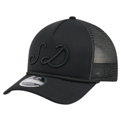 San Diego Padres City Initial 9FORTY A-Frame M-Crown Adjustable Trucker Hat - Black | New Era