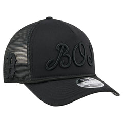 Boston Red Sox City Initial 9FORTY A-Frame M-Crown Adjustable Trucker Hat - Black | New Era