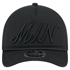 Minnesota Twins City Initial 9FORTY A-Frame M-Crown Adjustable Trucker Hat - Black | New Era