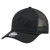 New York Mets City Initial 9FORTY A-Frame M-Crown Adjustable Trucker Hat - Black | New Era