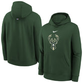 Milwaukee Bucks Youth 2025/26 Club Fleece Hoodie - Hunter Green | Nike for sale