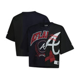 Atlanta Braves Women's Upcycled Colorblocked Boxy Cropped T-Shirt - Navy | New Era