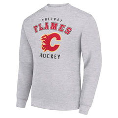 Calgary Flames Men's Starter Team Logo Fleece Pullover Sweatshirt Heather Gray