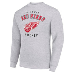 Detroit Red Wings Men's Starter Team Logo Fleece Pullover Sweatshirt Heather Gray
