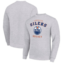 Edmonton Oilers Men's Starter Team Logo Fleece Pullover Sweatshirt Heather Gray