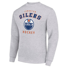 Edmonton Oilers Men's Starter Team Logo Fleece Pullover Sweatshirt Heather Gray