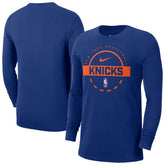 New York Knicks Authentic Long Sleeve Practice T-Shirt - Blue | Nike discount