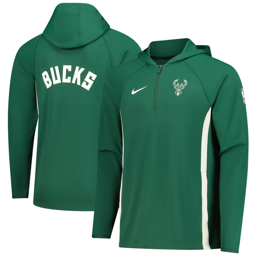 Milwaukee Bucks Authentic On Court Zone Quarter-Zip Dri-FIT Hoodie Jacket - Hunter Green | Nike for sale