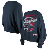 Cleveland Guardians Women's Boxy Mineral Wash Dolmen Sleeve Cropped Sweatshirt - Navy | New Era