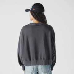 Houston Astros Women's Boxy Mineral Wash Dolmen Sleeve Cropped Sweatshirt - Navy | New Era