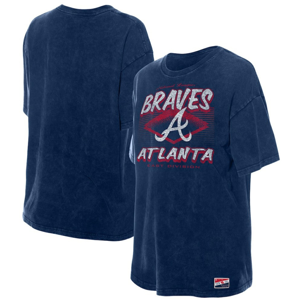 Atlanta Braves Women's Mineral Wash Oversized T-Shirt - Navy | New Era