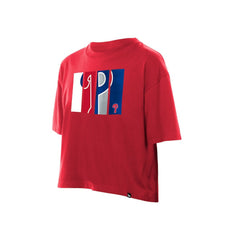 Philadelphia Phillies Women's Boxy Foil Logo T-Shirt - Red | New Era