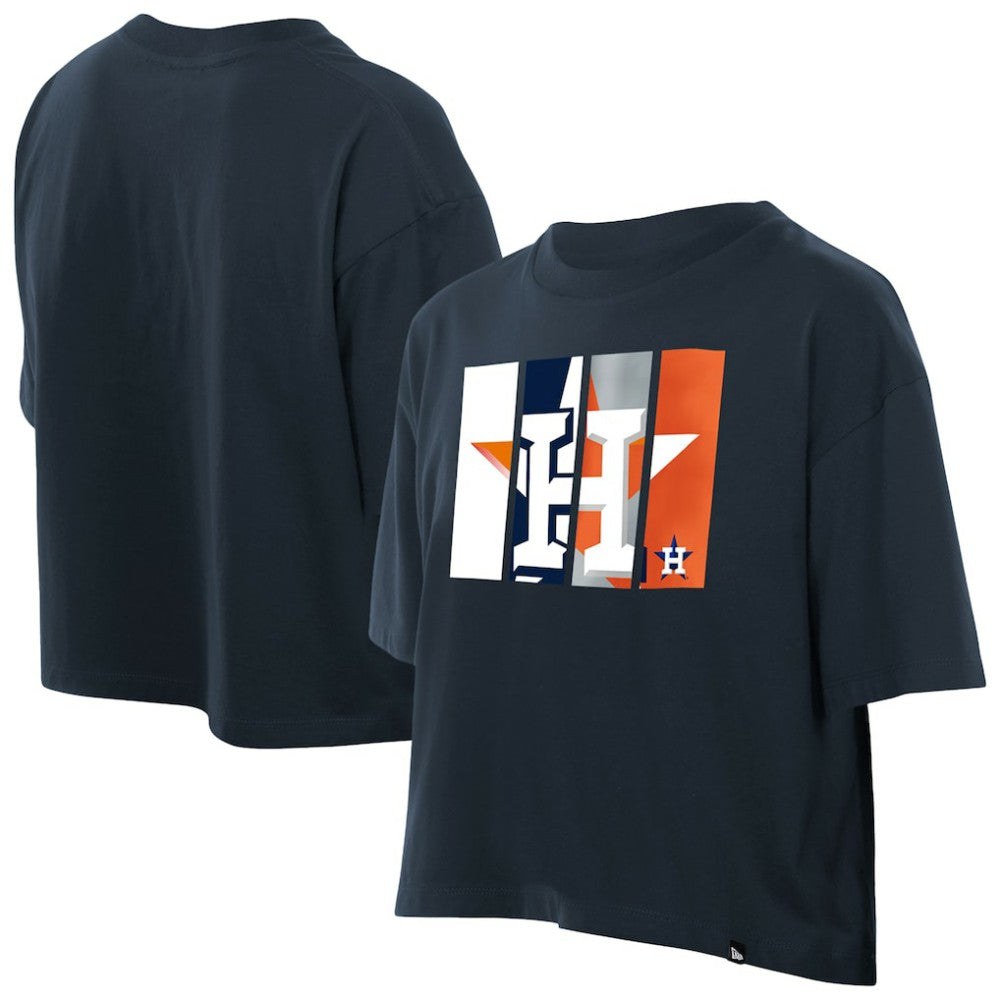 Houston Astros Women's Boxy Foil Logo T-Shirt - Navy | New Era