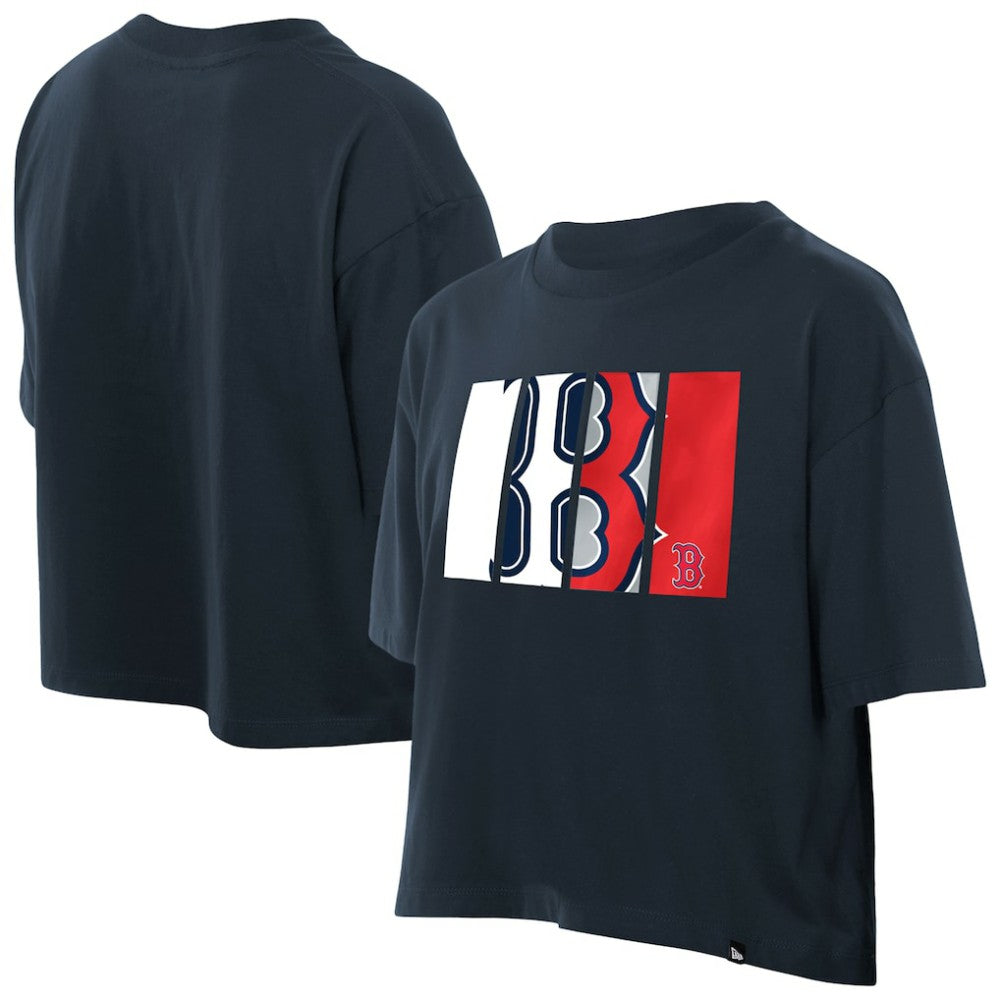 Boston Red Sox Women's Boxy Foil Logo T-Shirt - Navy | New Era