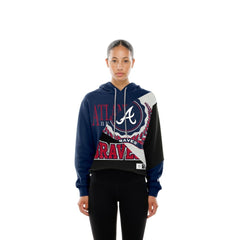 Atlanta Braves Women's Upcycled Color Block Cropped Boxy Hoodie | New Era