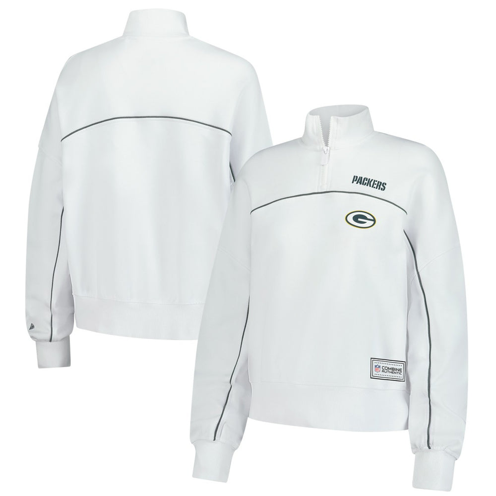 New Era Green Bay Packers Female Adult White Functional Fandom Quarter-Zip Sweatshirt outlet