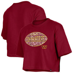 Washington Commanders New Era Girl's Flip Sequin Boxy T-Shirt - Burgundy on sale