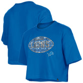 Detroit Lions New Era Girl's Flip Sequin Boxy T-Shirt - Blue outlet