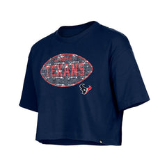 Houston Texans New Era Girl's Flip Sequin Boxy T-Shirt - Navy cheap