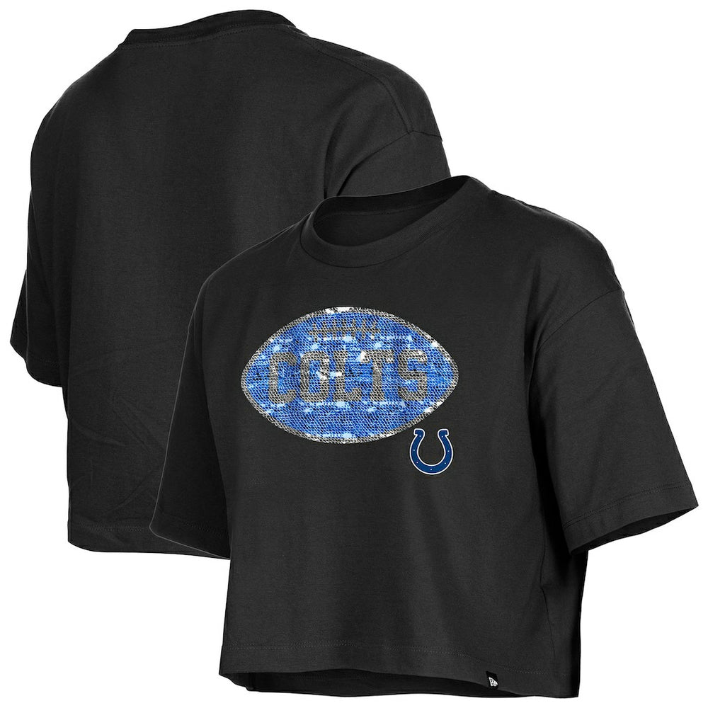 Indianapolis Colts New Era Girl's Flip Sequin Boxy T-Shirt - Black discount